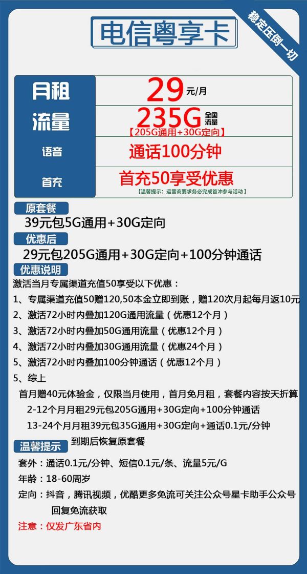 电信粤享卡39元