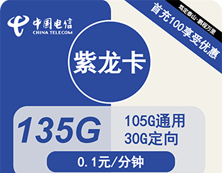 电信紫龙卡29元135G流量