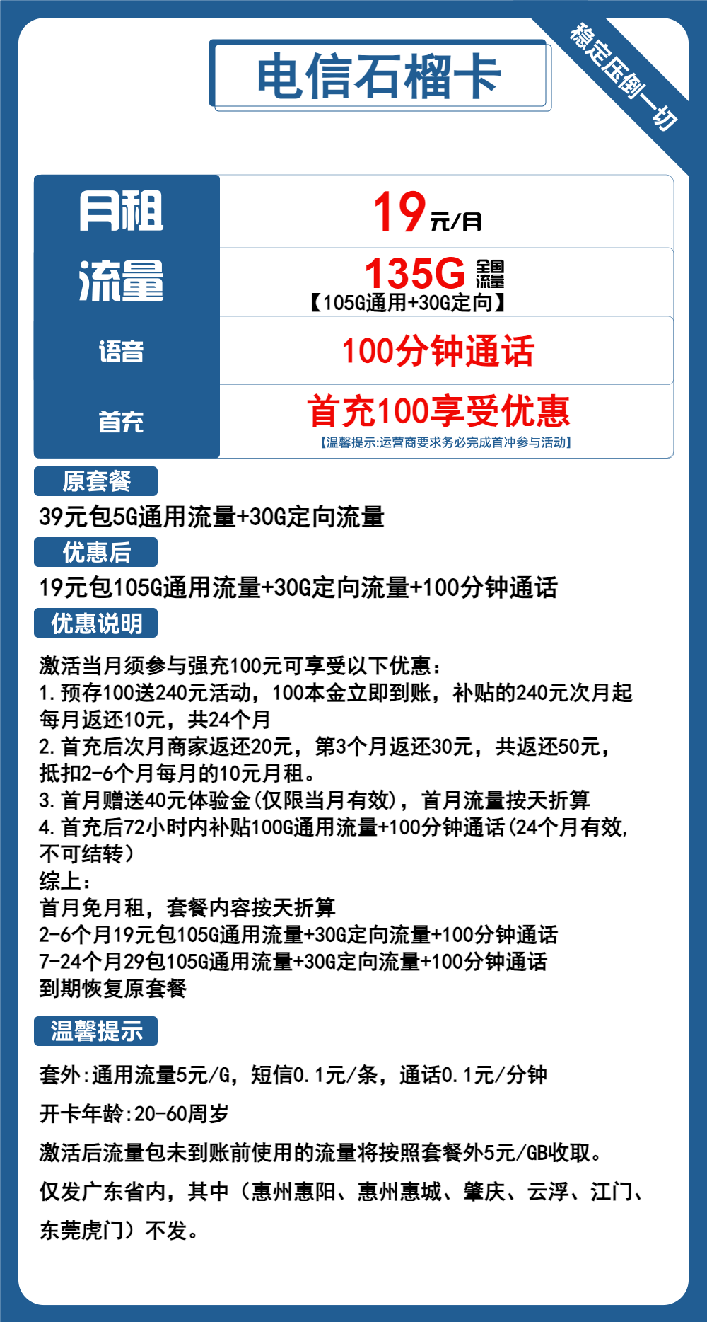 电信玉珠卡29元80G流量+100分钟