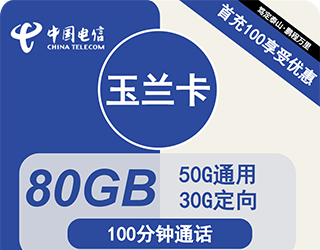 电信玉兰卡29元80G流量+100分钟